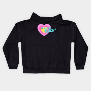 Char in Colorful Heart Illustration with Evil Eye Kids Hoodie